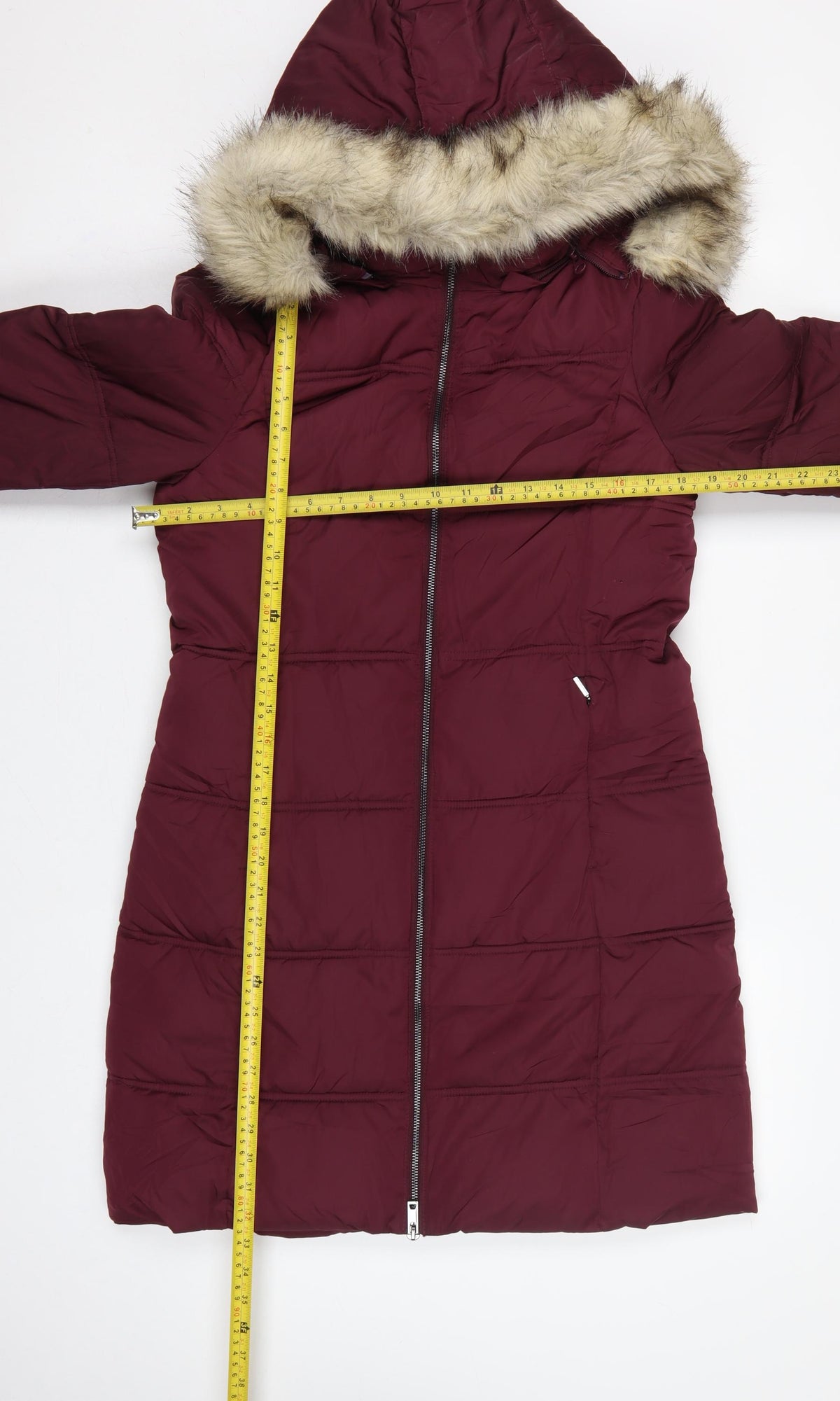 Marks & Spencer Women’s Burgundy UK 8 Stormwear Long Hooded Puffer Coat