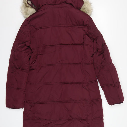 Marks & Spencer Women’s Burgundy UK 8 Stormwear Long Hooded Puffer Coat