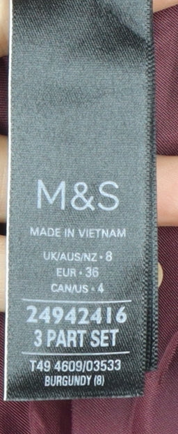 Marks & Spencer Women’s Burgundy UK 8 Stormwear Long Hooded Puffer Coat