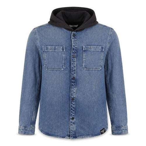 Marks & Spencer Boys Blue 13-14 Years Hooded Denim Shirt Jacket