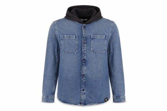 Marks & Spencer Boys Blue 13-14 Years Hooded Denim Shirt Jacket