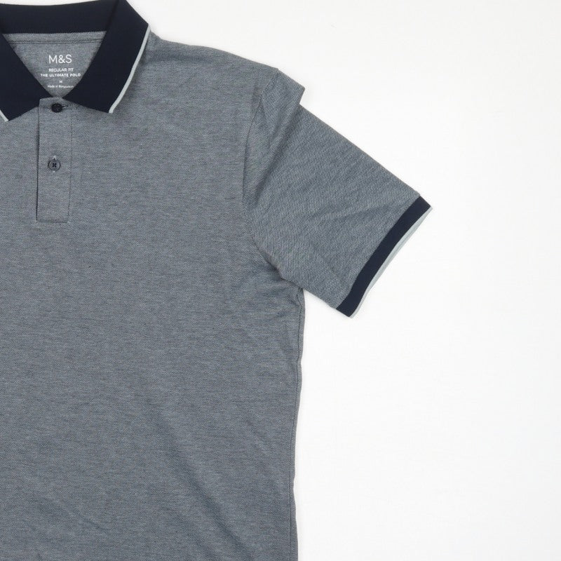 Marks and Spencer Men's Grey M Ultimate Polo Regular Fit Cotton Stretch