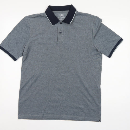 Marks and Spencer Men's Grey M Ultimate Polo Regular Fit Cotton Stretch