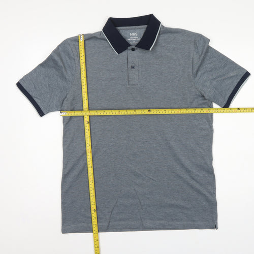 Marks and Spencer Men's Grey M Ultimate Polo Regular Fit Cotton Stretch