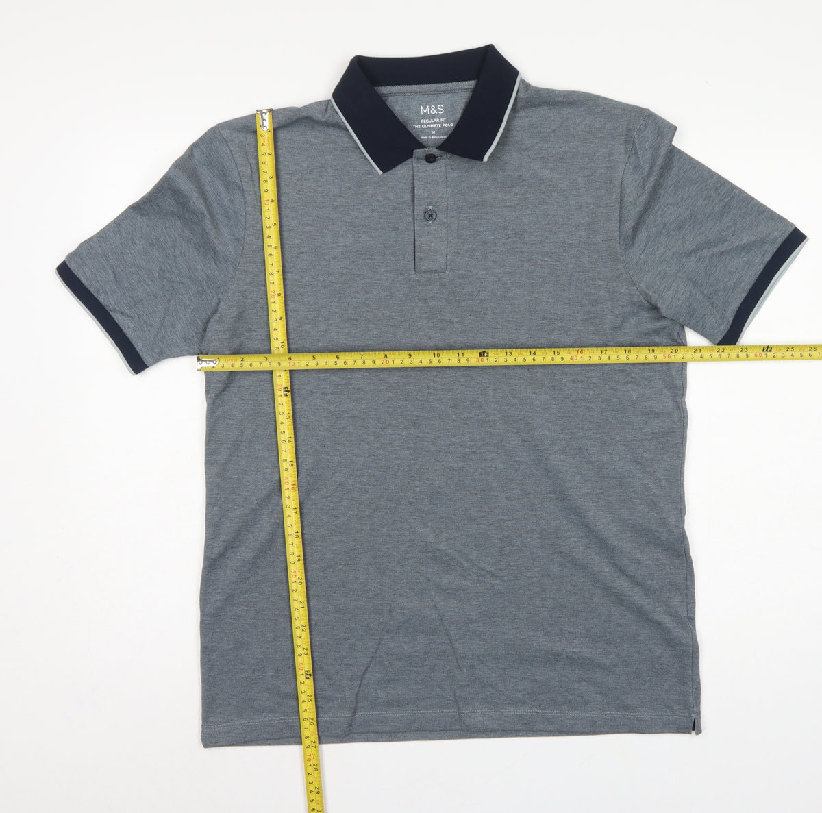 Marks and Spencer Men's Grey M Ultimate Polo Regular Fit Cotton Stretch