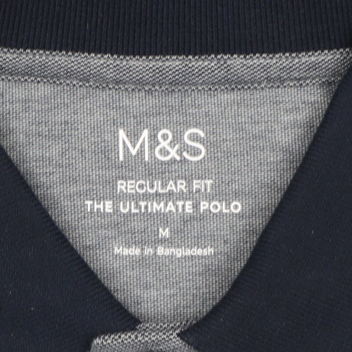 Marks and Spencer Men's Grey M Ultimate Polo Regular Fit Cotton Stretch