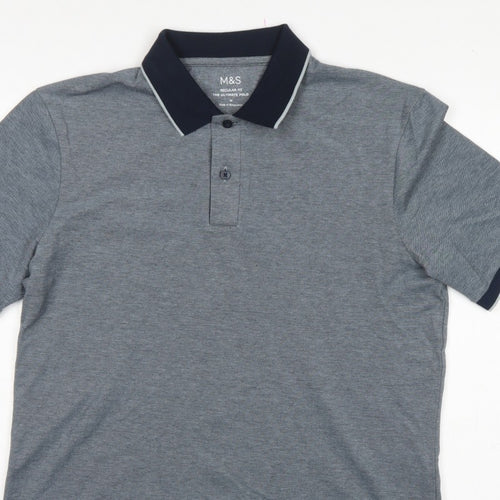 Marks and Spencer Men's Grey M Ultimate Polo Regular Fit Cotton Stretch