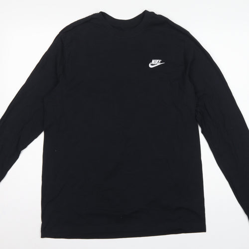 Nike Men's Black M Loose Fit Long Sleeve Logo Cotton T-Shirt