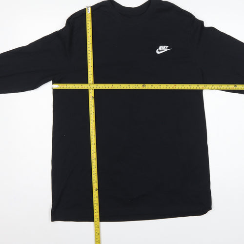 Nike Men's Black M Loose Fit Long Sleeve Logo Cotton T-Shirt