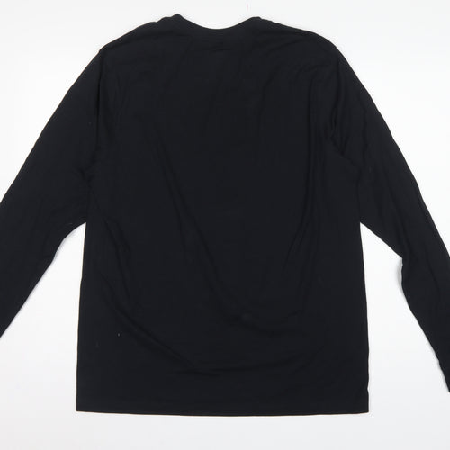 Nike Men's Black M Loose Fit Long Sleeve Logo Cotton T-Shirt