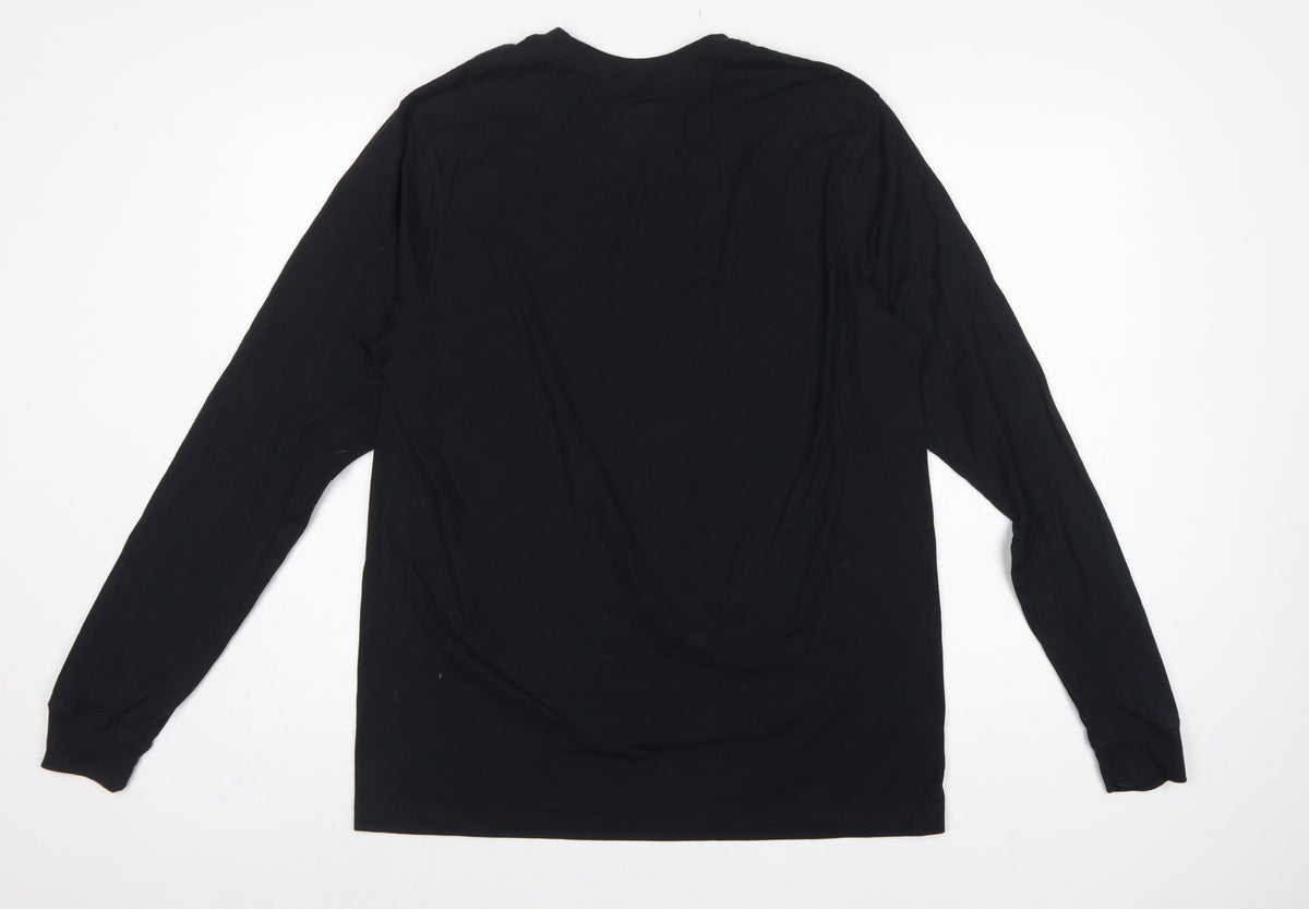 Nike Men's Black M Loose Fit Long Sleeve Logo Cotton T-Shirt
