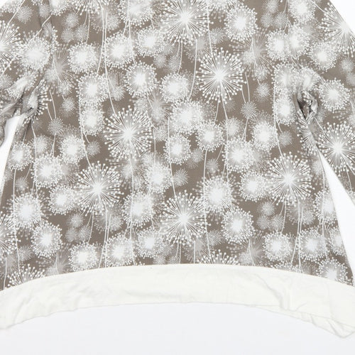 Saloos Women Brown Floral Tunic Blouse UK 14 Long Sleeve Stretch