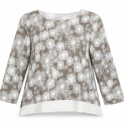 Saloos Women Brown Floral Tunic Blouse UK 14 Long Sleeve Stretch