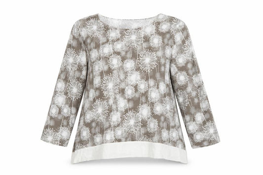 Saloos Women Brown Floral Tunic Blouse UK 14 Long Sleeve Stretch
