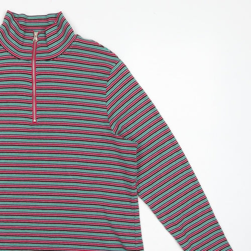 Marks and Spencer Women Multicoloured UK 20 Striped Half Zip Jersey Top
