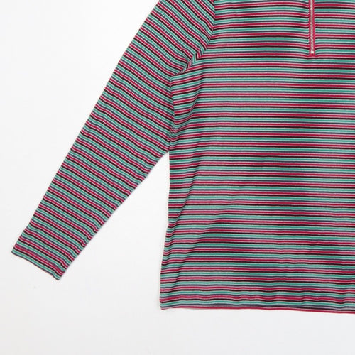 Marks and Spencer Women Multicoloured UK 20 Striped Half Zip Jersey Top