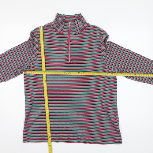 Marks and Spencer Women Multicoloured UK 20 Striped Half Zip Jersey Top