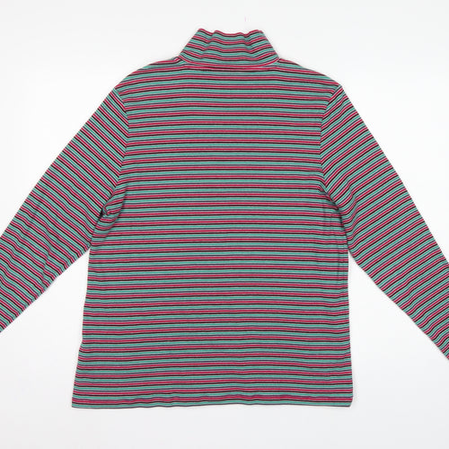 Marks and Spencer Women Multicoloured UK 20 Striped Half Zip Jersey Top