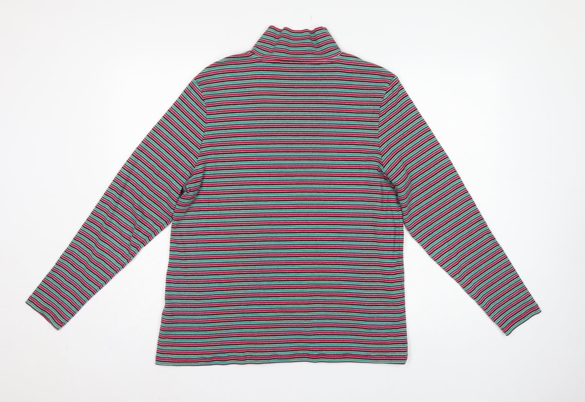 Marks and Spencer Women Multicoloured UK 20 Striped Half Zip Jersey Top