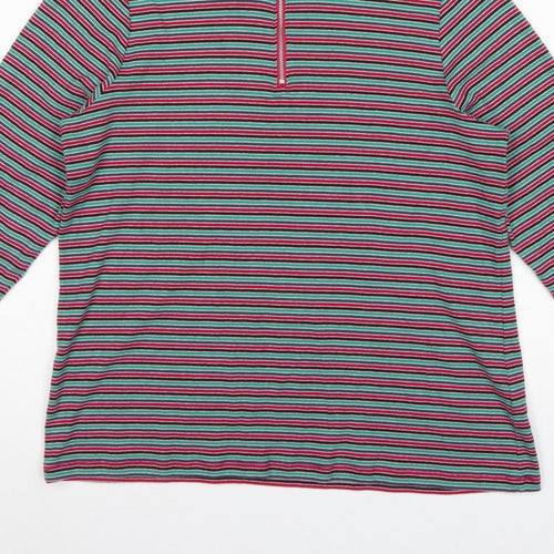 Marks and Spencer Women Multicoloured UK 20 Striped Half Zip Jersey Top