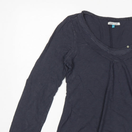 White Stuff Women’s Blue Size 14 Cotton Scoop Neck Button Blouse