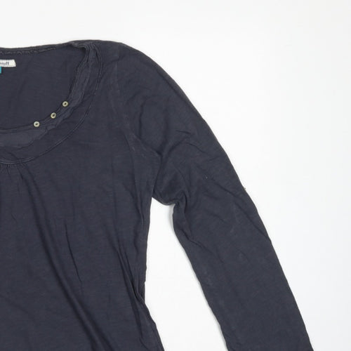 White Stuff Women’s Blue Size 14 Cotton Scoop Neck Button Blouse