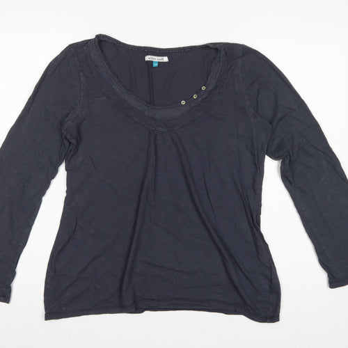 White Stuff Women’s Blue Size 14 Cotton Scoop Neck Button Blouse