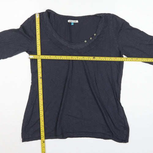 White Stuff Women’s Blue Size 14 Cotton Scoop Neck Button Blouse