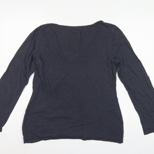 White Stuff Women’s Blue Size 14 Cotton Scoop Neck Button Blouse