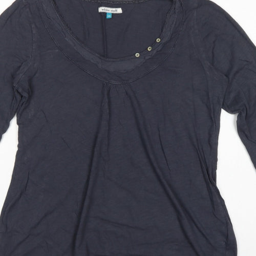 White Stuff Women’s Blue Size 14 Cotton Scoop Neck Button Blouse