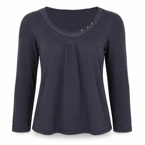 White Stuff Women’s Blue Size 14 Cotton Scoop Neck Button Blouse