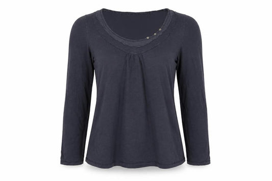 White Stuff Women’s Blue Size 14 Cotton Scoop Neck Button Blouse