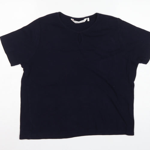 EWM Pure Classics Women’s Blue Size 20 Basic Cotton Keyhole T-Shirt