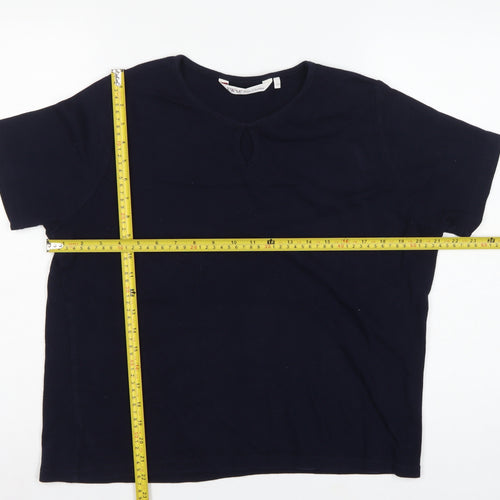 EWM Pure Classics Women’s Blue Size 20 Basic Cotton Keyhole T-Shirt