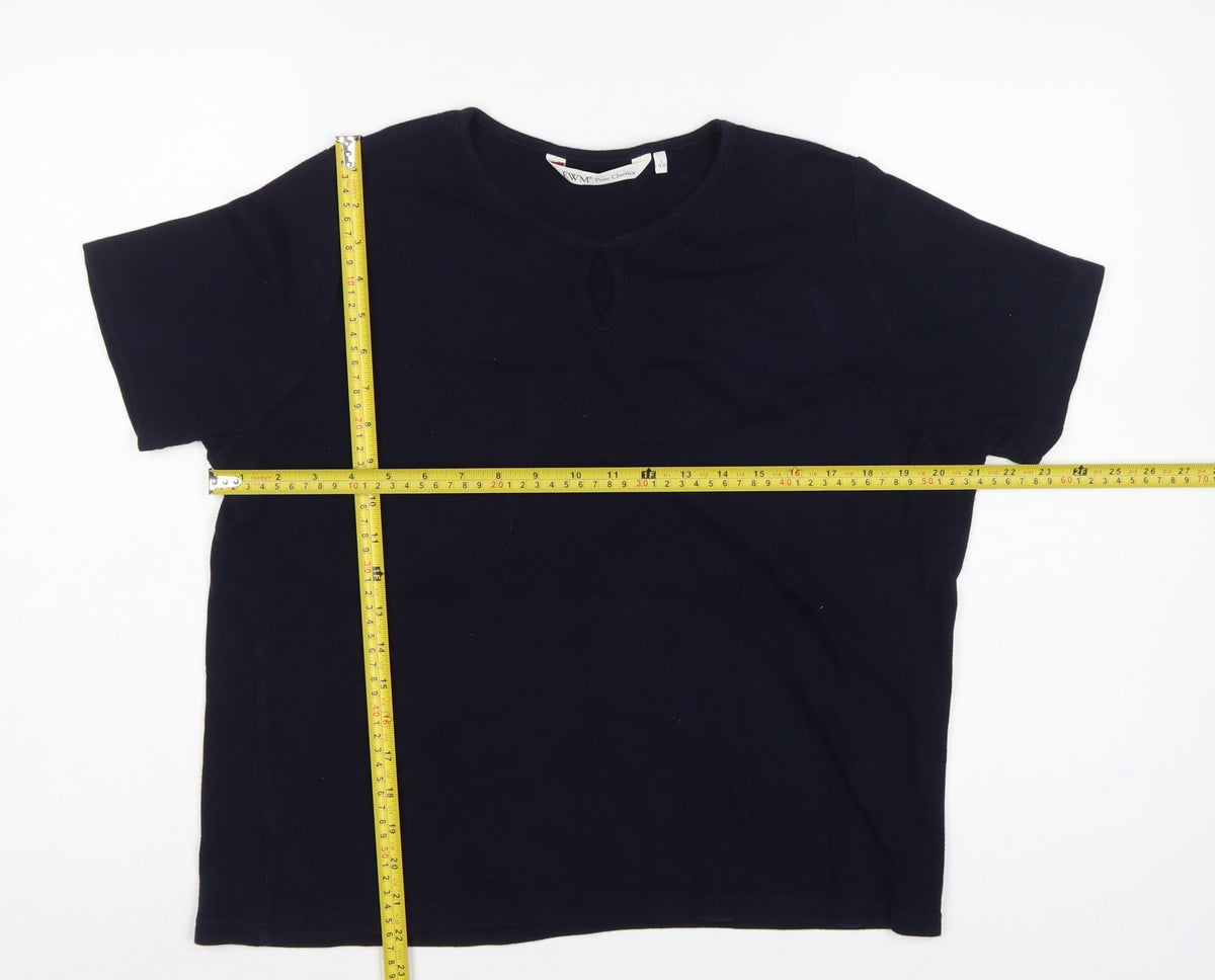 EWM Pure Classics Women’s Blue Size 20 Basic Cotton Keyhole T-Shirt