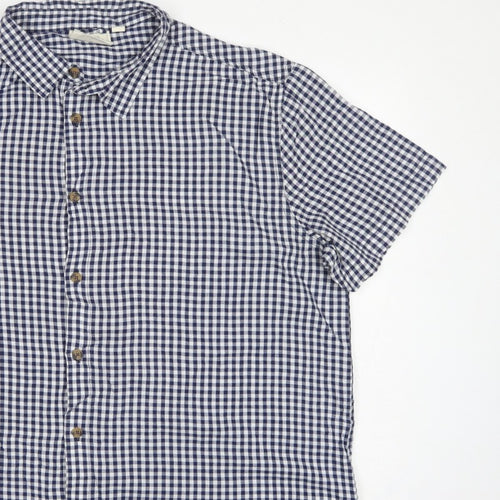 Mountain Warehouse Men’s Blue Gingham Check XL Short Sleeve Button-Up Shirt