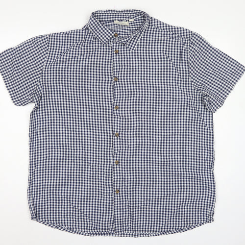 Mountain Warehouse Men’s Blue Gingham Check XL Short Sleeve Button-Up Shirt