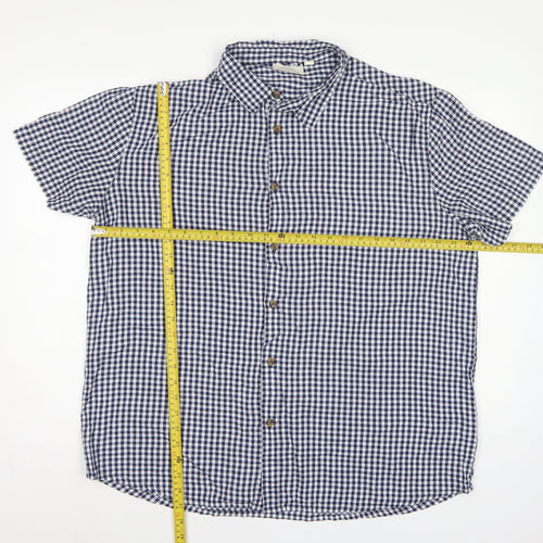 Mountain Warehouse Men’s Blue Gingham Check XL Short Sleeve Button-Up Shirt