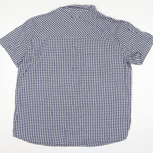 Mountain Warehouse Men’s Blue Gingham Check XL Short Sleeve Button-Up Shirt