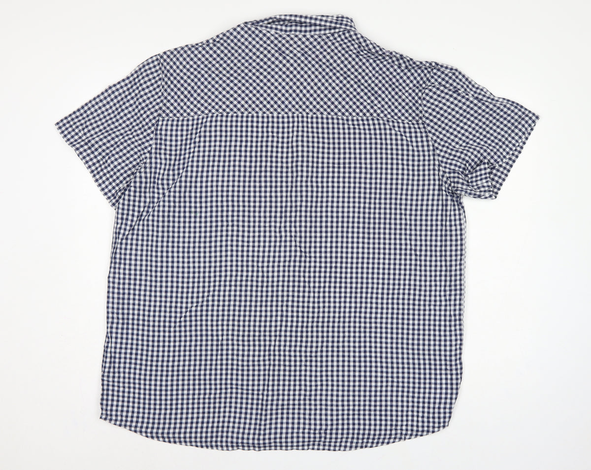 Mountain Warehouse Men’s Blue Gingham Check XL Short Sleeve Button-Up Shirt
