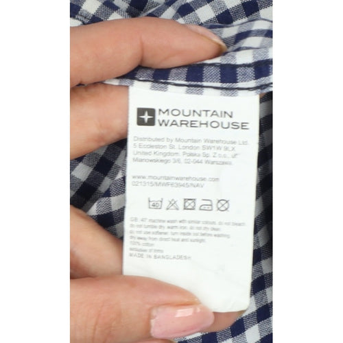 Mountain Warehouse Men’s Blue Gingham Check XL Short Sleeve Button-Up Shirt