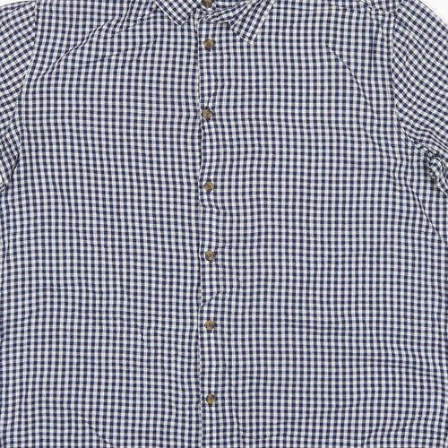 Mountain Warehouse Men’s Blue Gingham Check XL Short Sleeve Button-Up Shirt