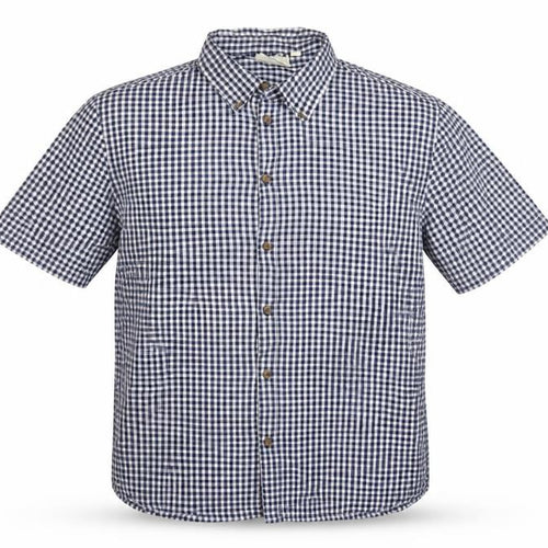 Mountain Warehouse Men’s Blue Gingham Check XL Short Sleeve Button-Up Shirt
