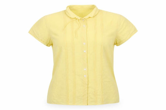 Original Swiss Quality Women Yellow UK 14 Button-Up Short Sleeve Blouse