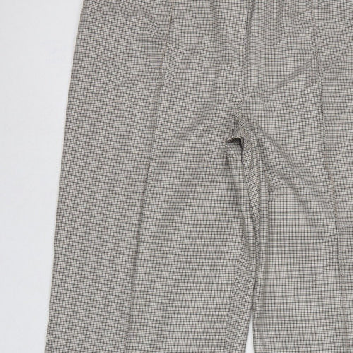 M&S Women Beige Black Check Wide Leg Dress Trousers UK 20 Regular