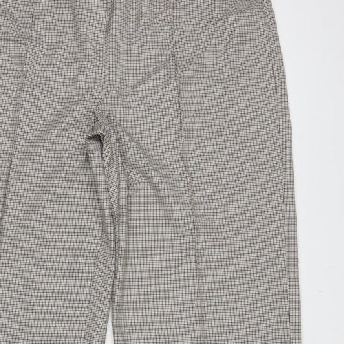 M&S Women Beige Black Check Wide Leg Dress Trousers UK 20 Regular