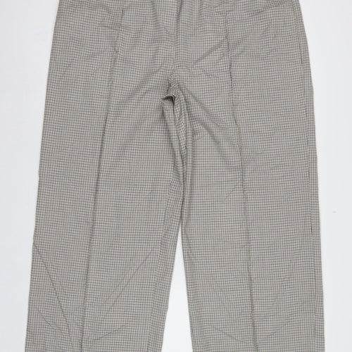 M&S Women Beige Black Check Wide Leg Dress Trousers UK 20 Regular