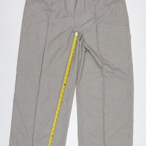 M&S Women Beige Black Check Wide Leg Dress Trousers UK 20 Regular