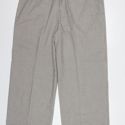 M&S Women Beige Black Check Wide Leg Dress Trousers UK 20 Regular
