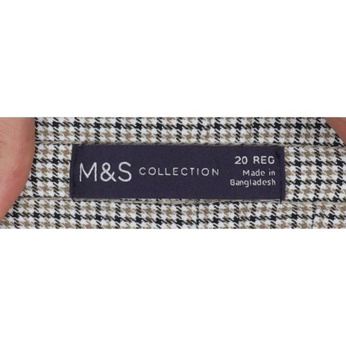 M&S Women Beige Black Check Wide Leg Dress Trousers UK 20 Regular